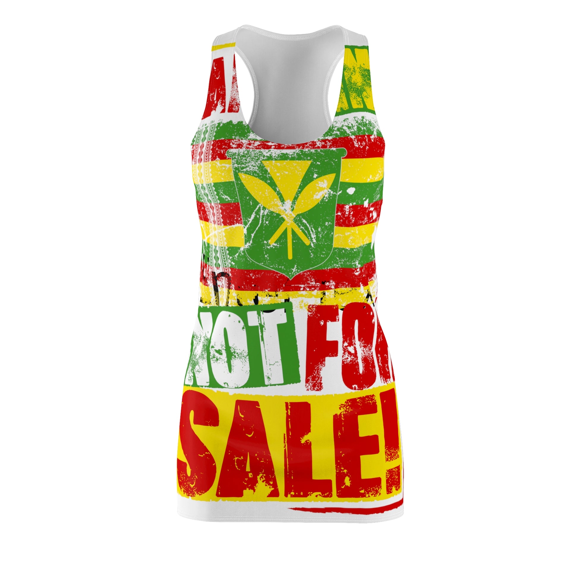 "I AND AINA NOT FOR SALE!" Women's Cut & Sew Racerback Dress (AOP) by SHAKA MAKA