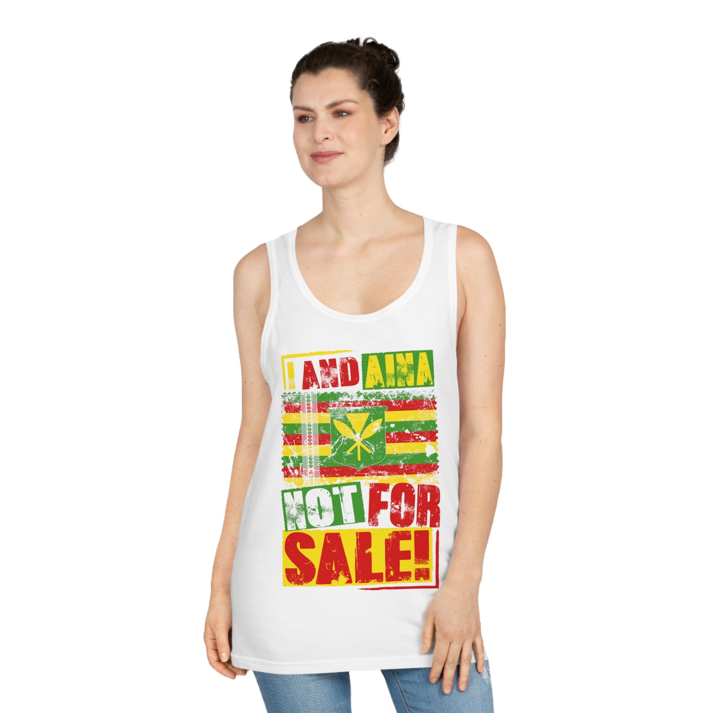 "I AND AINA NOT FOR SALE!" Unisex Softstyle™ Tank Top by SHAKAMAKA