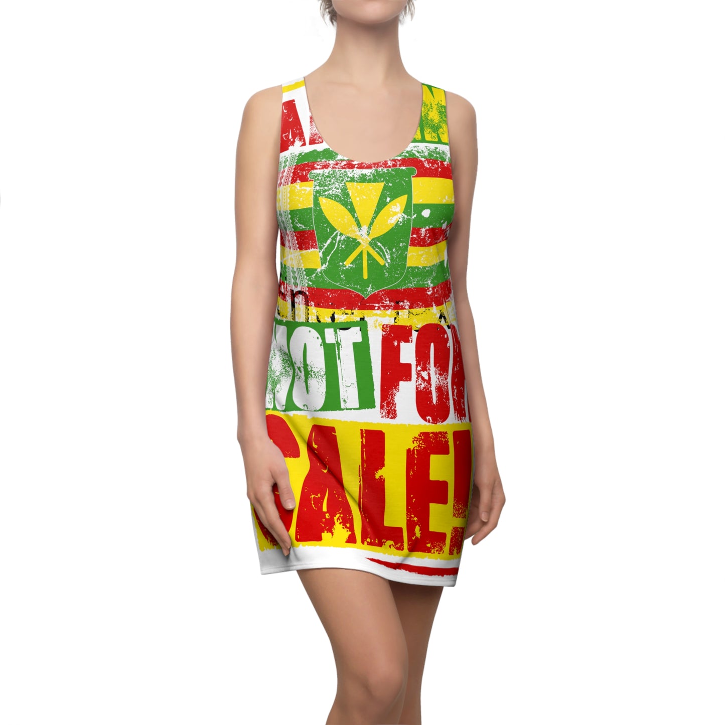 "I AND AINA NOT FOR SALE!" Women's Cut & Sew Racerback Dress (AOP) by SHAKA MAKA