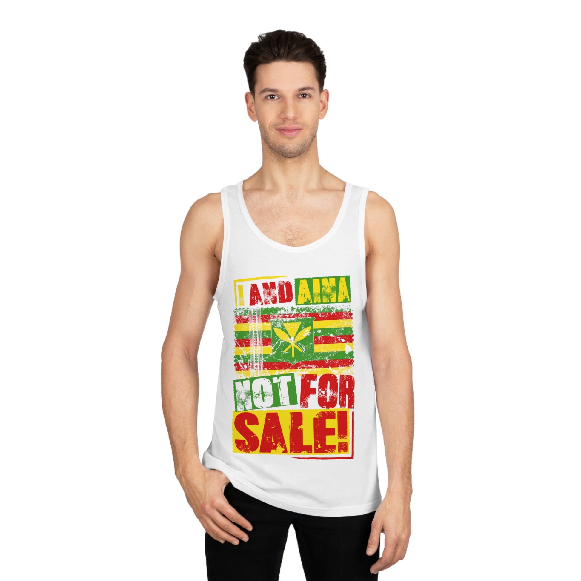 "I AND AINA NOT FOR SALE!" Unisex Softstyle™ Tank Top by SHAKAMAKA