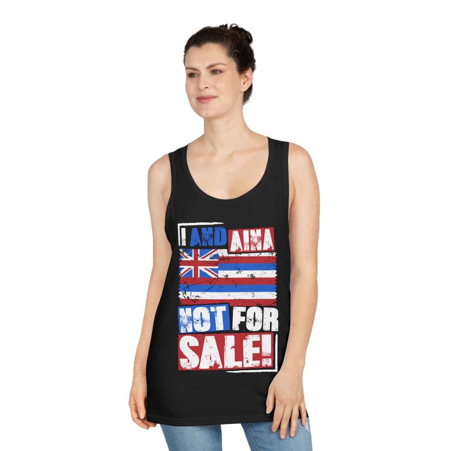 "I AND AINA NOT FOR SALE!'' Unisex Softstyle™ Tank Top by SHAKAMAKA