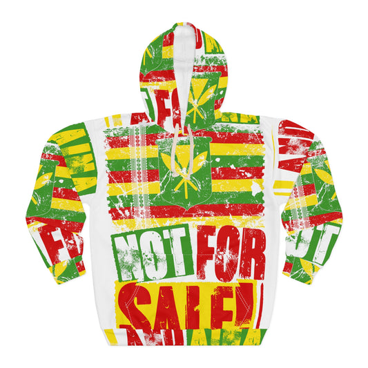 "I AND AINA NOT FOR SALE!" White Pullover Hoodie (AOP)