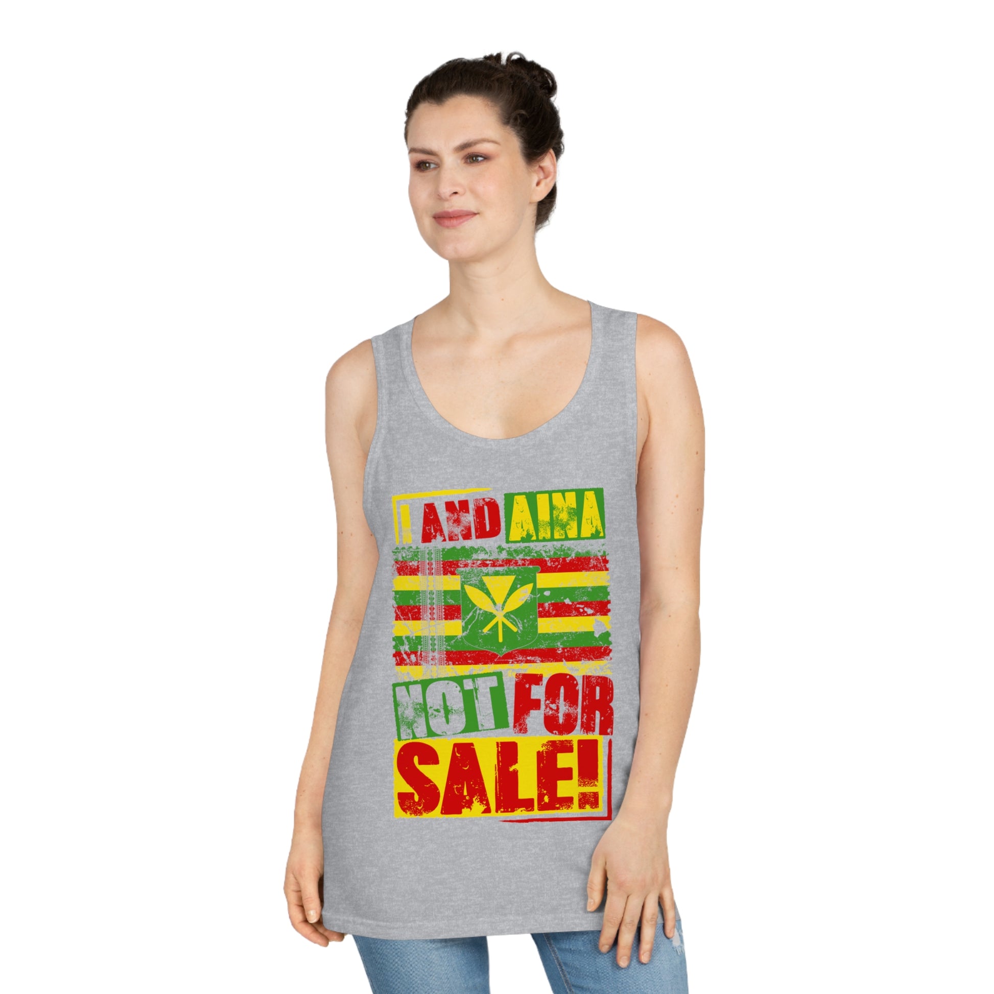 "I AND AINA NOT FOR SALE!" Unisex Softstyle™ Tank Top by SHAKAMAKA