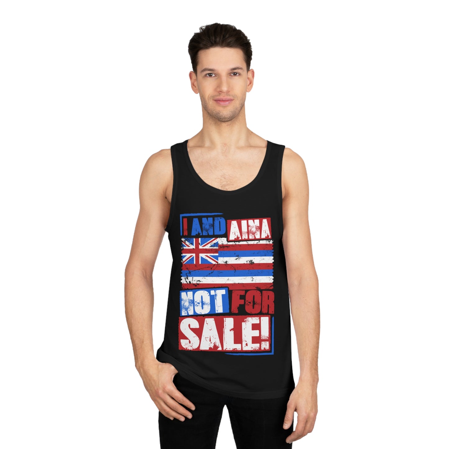 "I AND AINA NOT FOR SALE!" Unisex Softstyle™ Tank Top by SHAKAMAKA