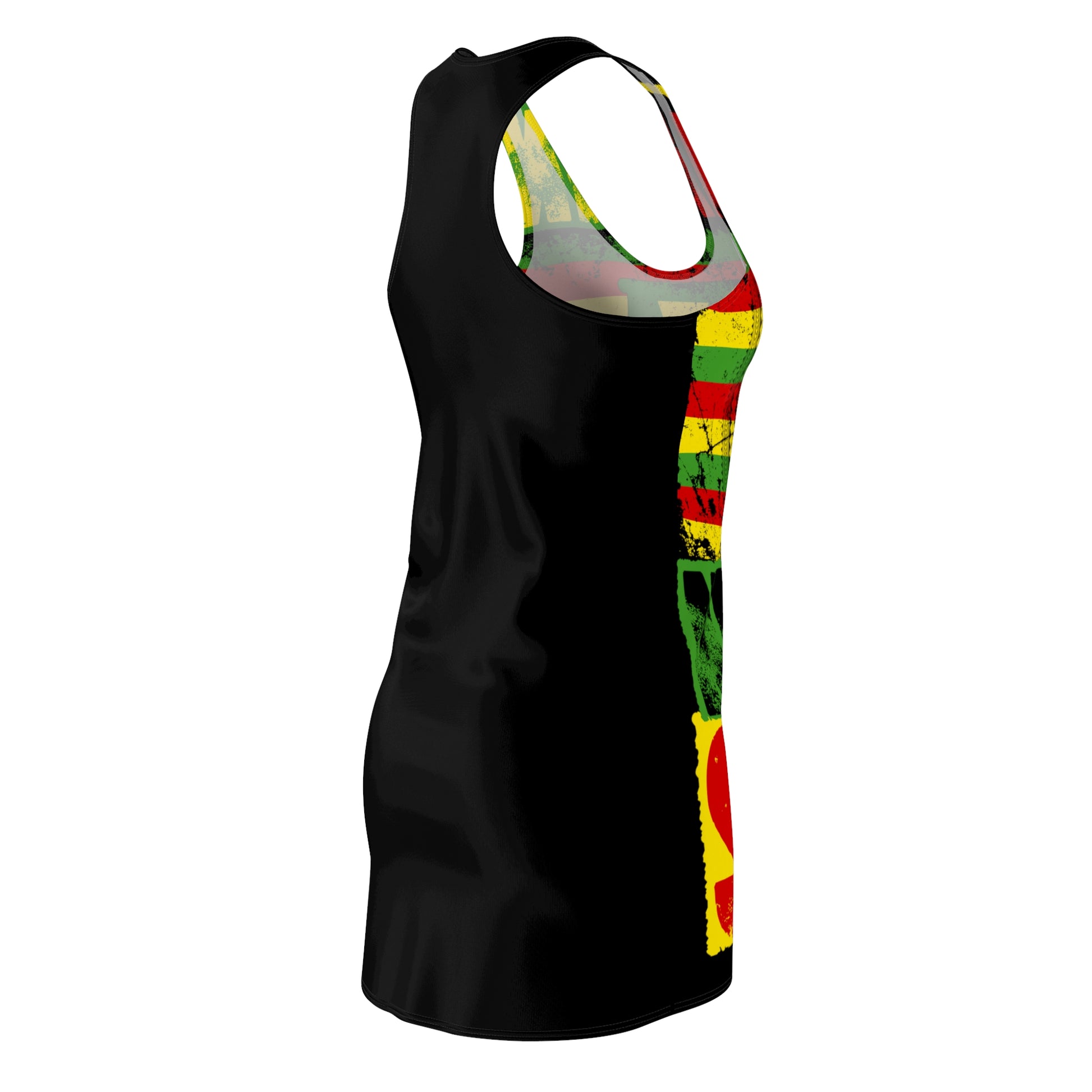 I AND AINA NOT FOR SALE!" Black Racerback Dress (AOP) by SHAKA MAKA