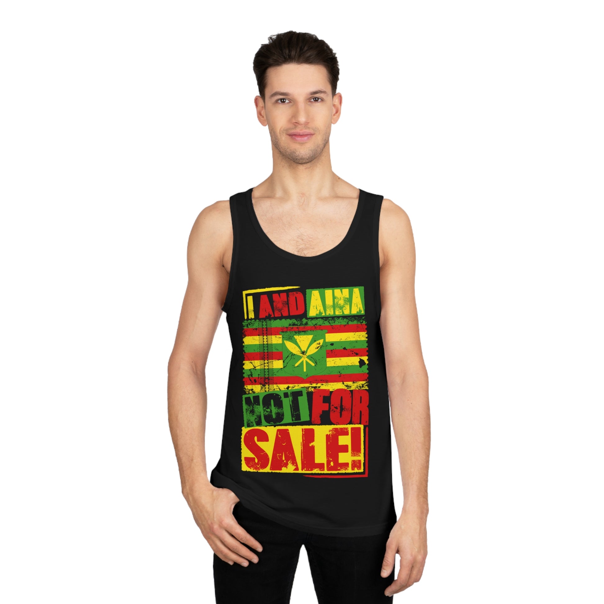 "I AND AINA NOT FOR SALE!" Unisex Softstyle™ Tank Top by SHAKAMAKA