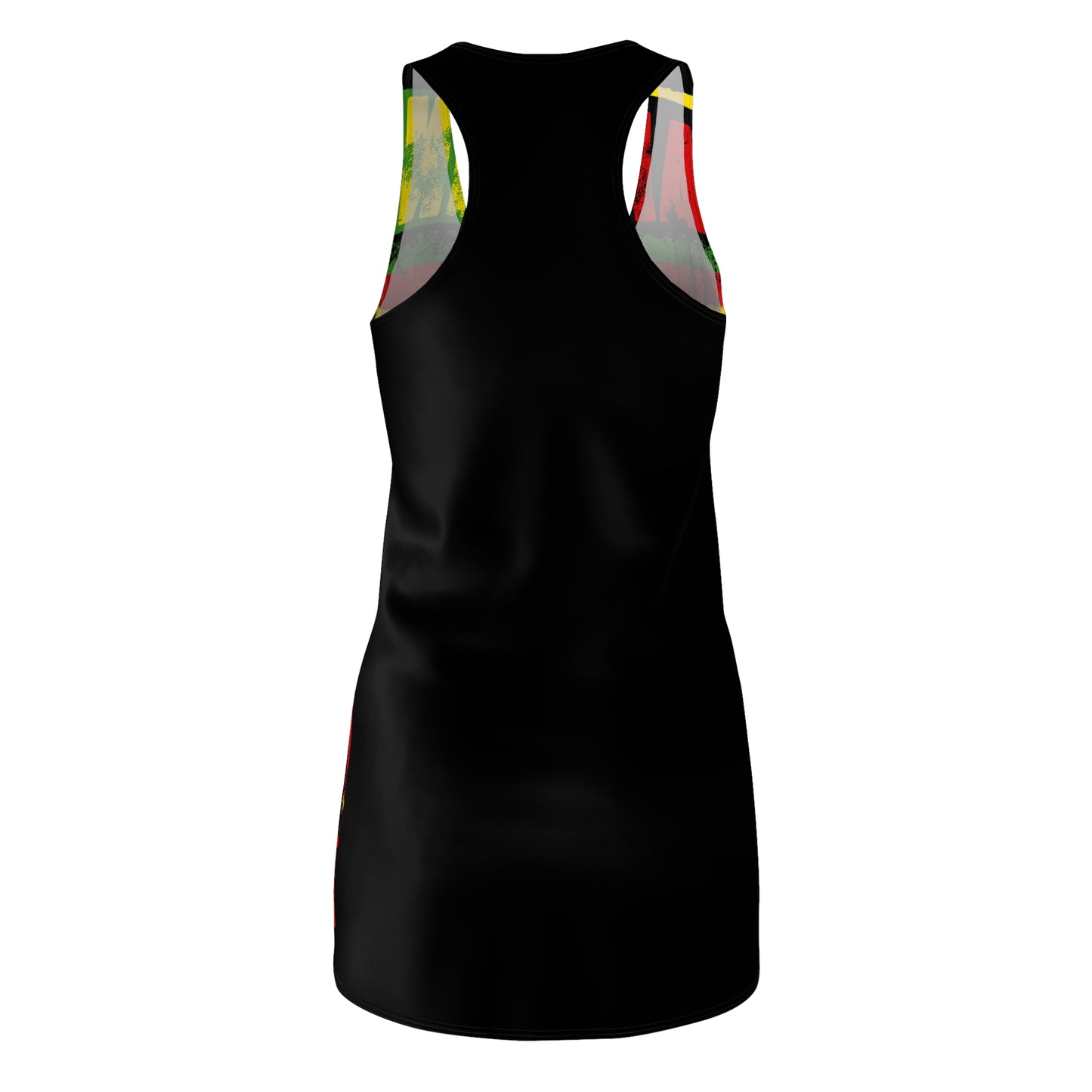 I AND AINA NOT FOR SALE!" Black Racerback Dress (AOP) by SHAKA MAKA