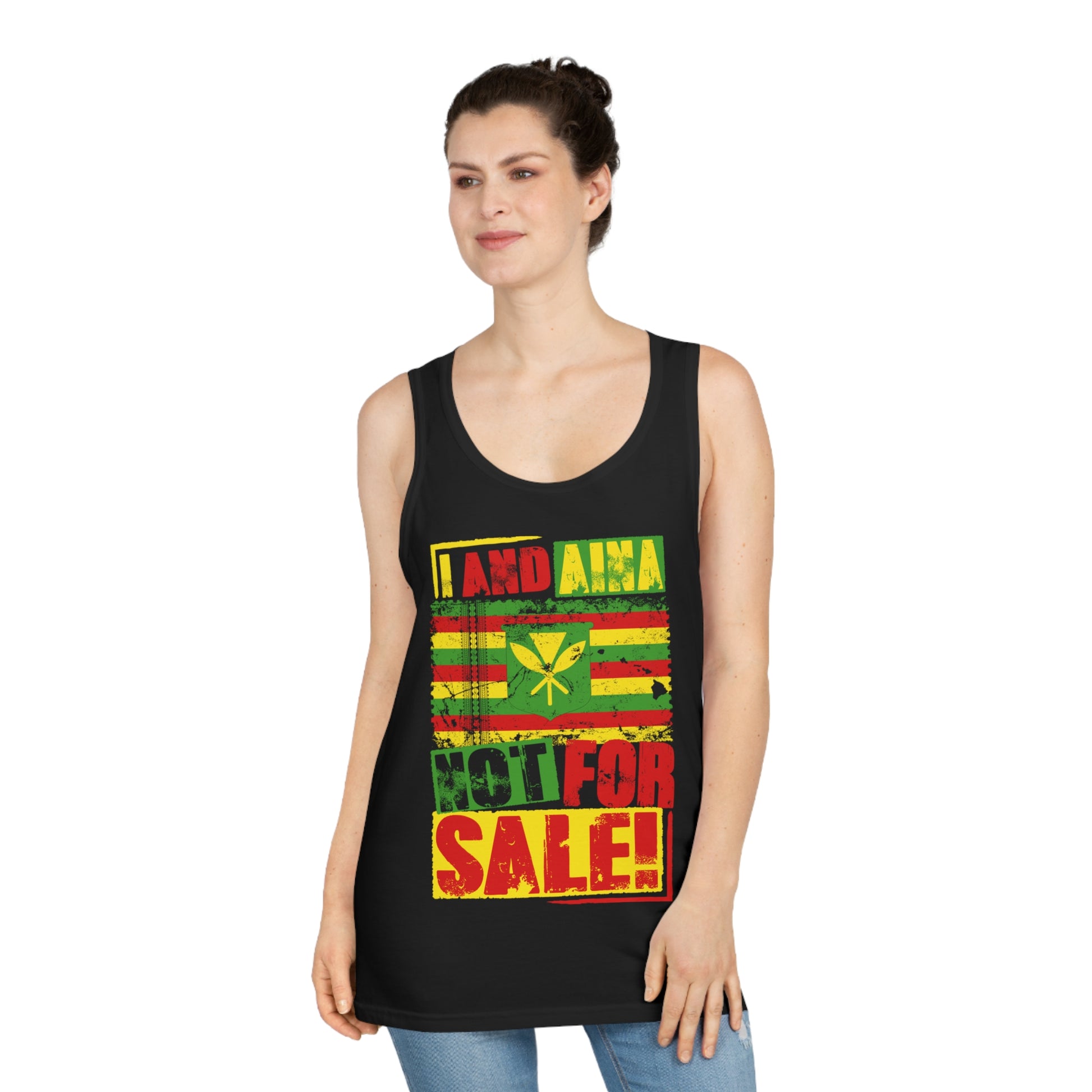 "I AND AINA NOT FOR SALE!" Unisex Softstyle™ Tank Top by SHAKAMAKA